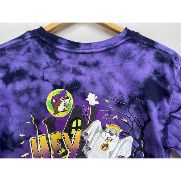Buc-ee's 2024 Halloween Hey Boo! Purple Tie-Dye Ghost T-Shirt Size Medium 38-40 - Picture 6 of 8